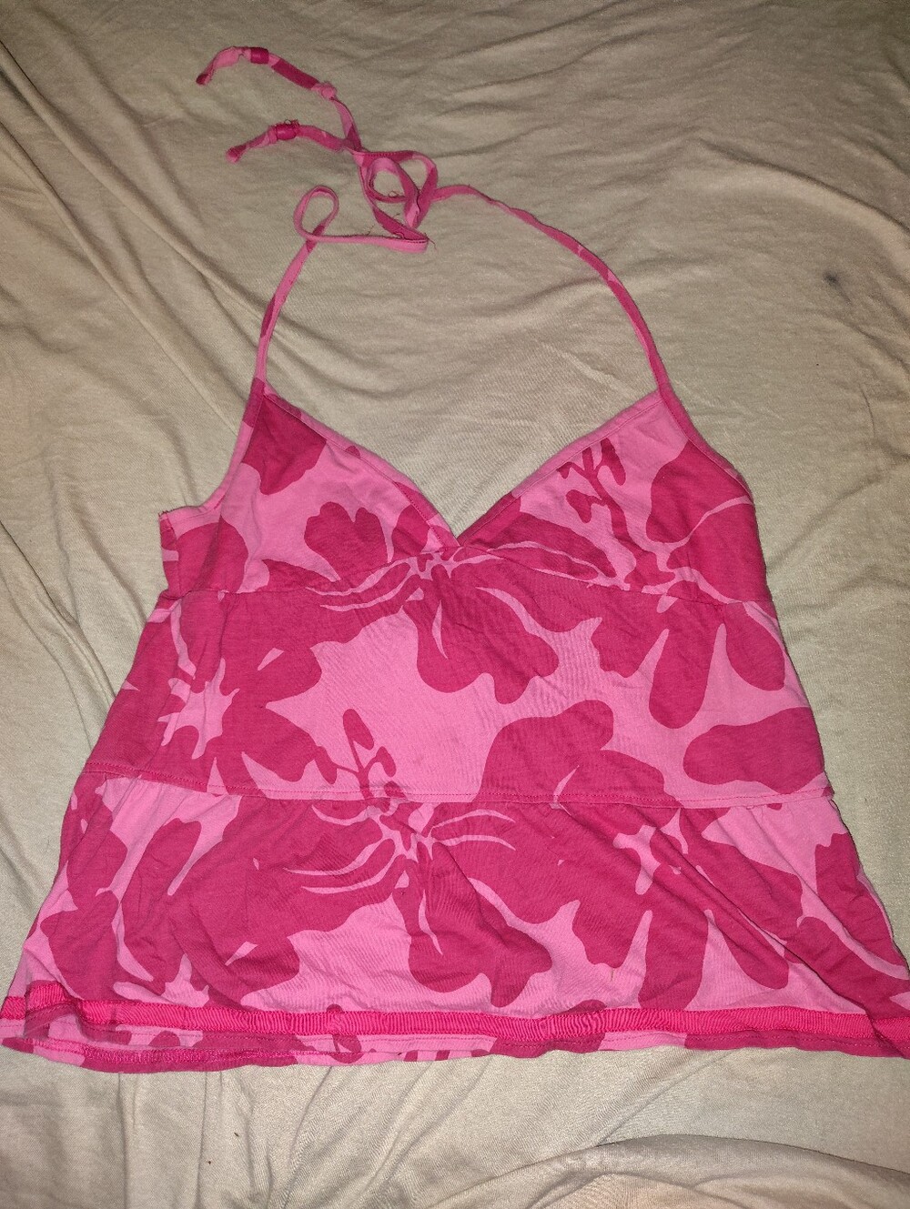 Halter Top Hibiscus Flower Pink